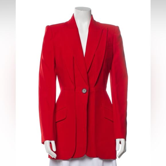 Alexander McQueen red suit jacket and pants NEW 2 piece size small NWT - Picture 4 of 16